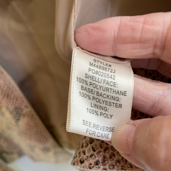 JOHNPAULRICHARD FAUX LEATHER SNAKESKIN MOTO JACKET BEIGE TAN RED BLACK NEUTRAL - Picture 8 of 9